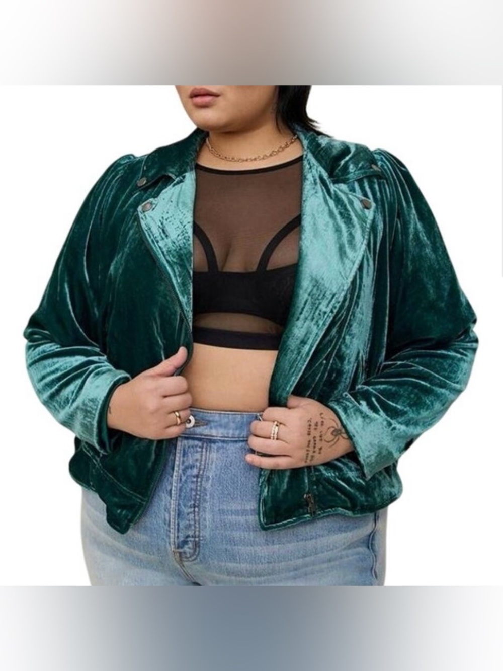 NWT Torrid Deep Emerald Velvet Moto Jacket